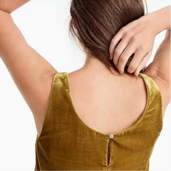 J. Crew Velvet Sleeveless Tank Top Boxy Mustard Yellow Gold Size 2 Small - Picture 4 of 14